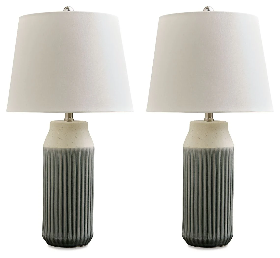 Afener - Ceramic Table Lamp - Blue / Beige