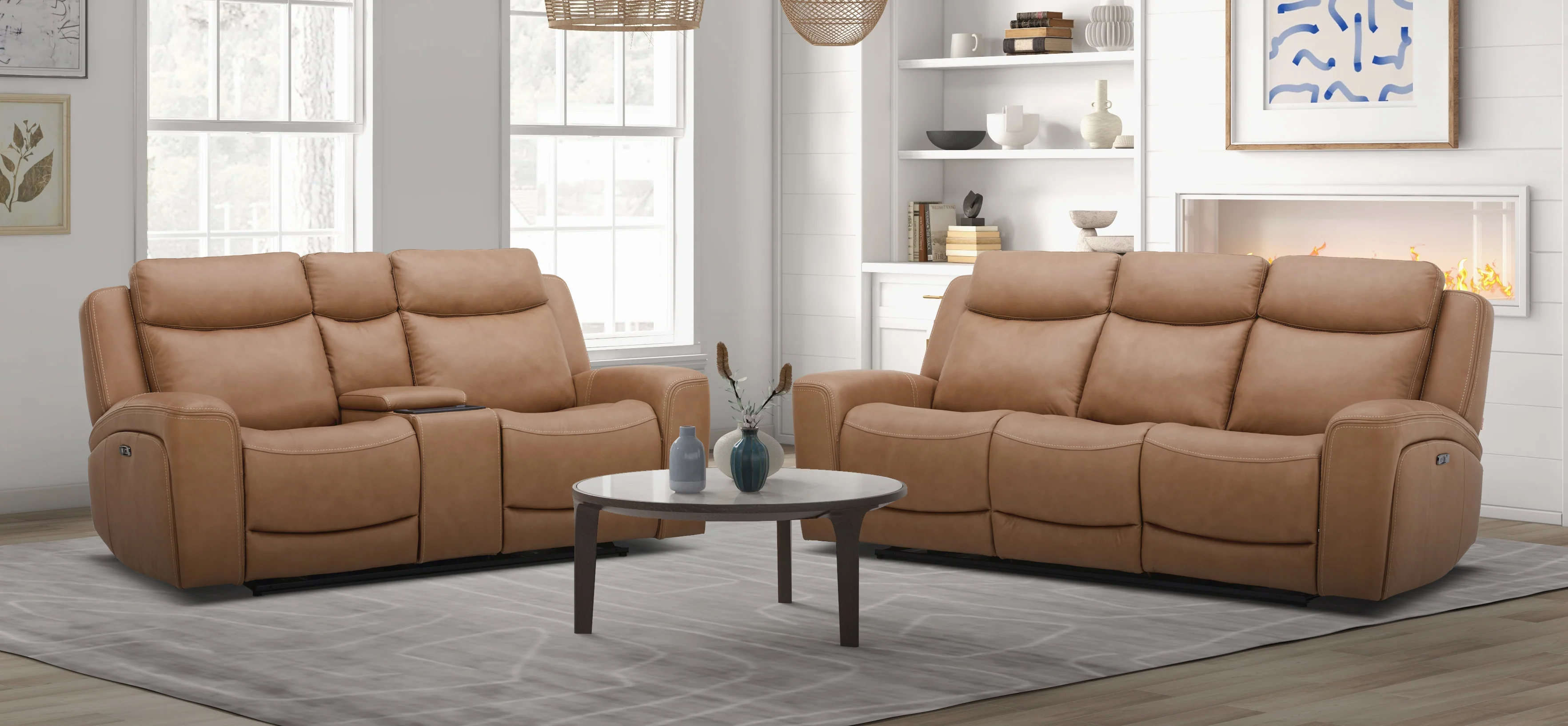 Aline Butternut Dual Power Reclining Sofa - Image 5