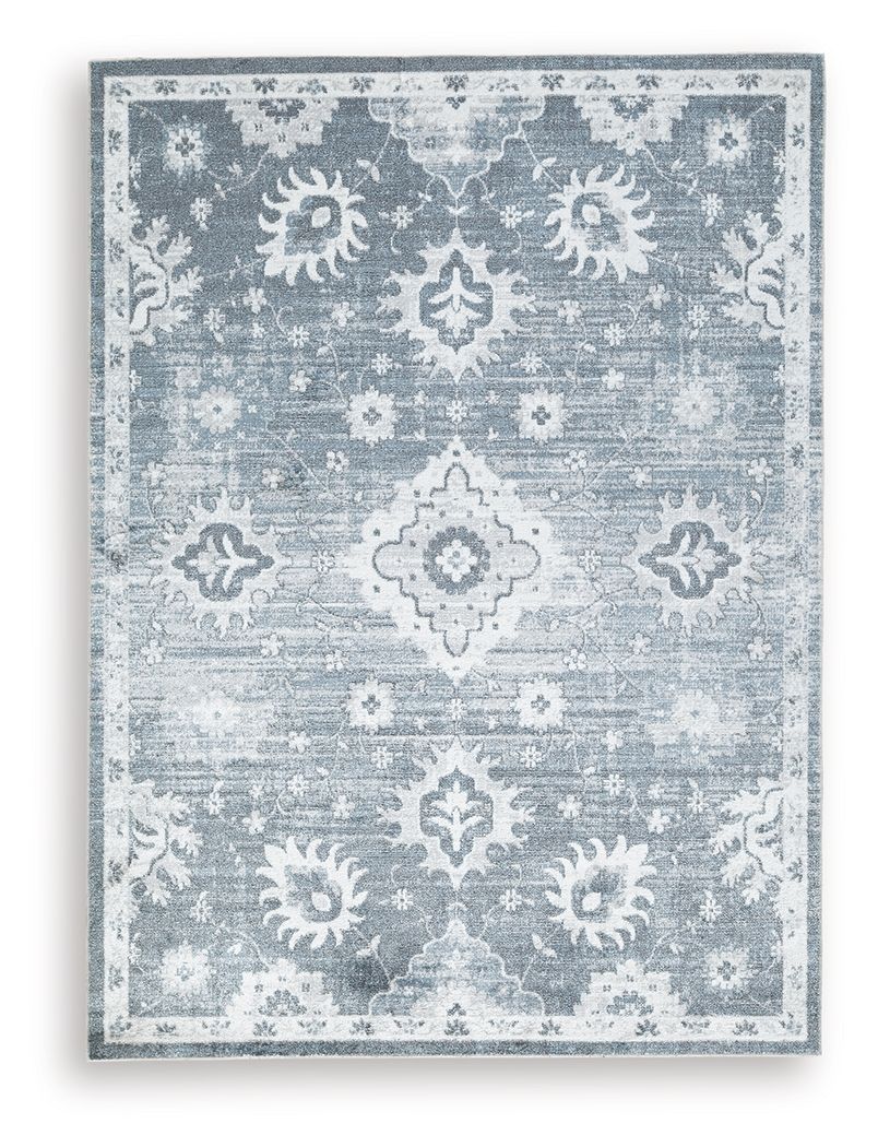 Avanworths - 5' x 7' Washable Rug - Blue / Gray / Ivory
