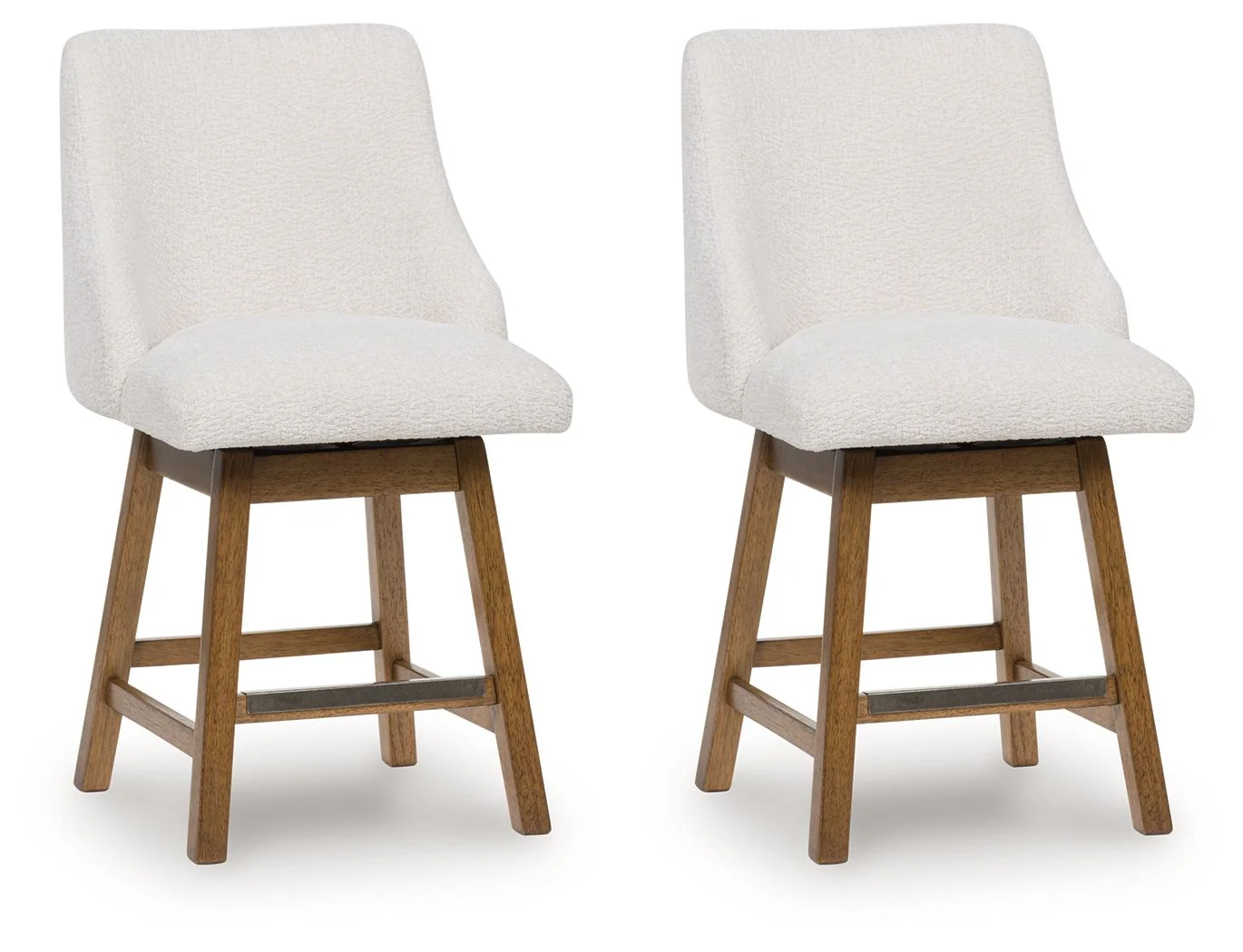 Cabalynn - Upholstered Swivel Barstool - Oatmeal / Light Brown