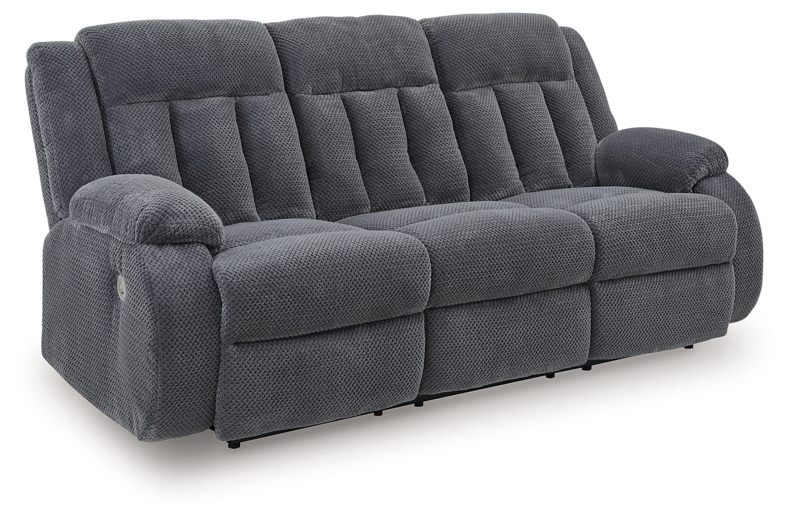 Greely Bend - Reclining Power Sofa With Drop Down Table - Steel