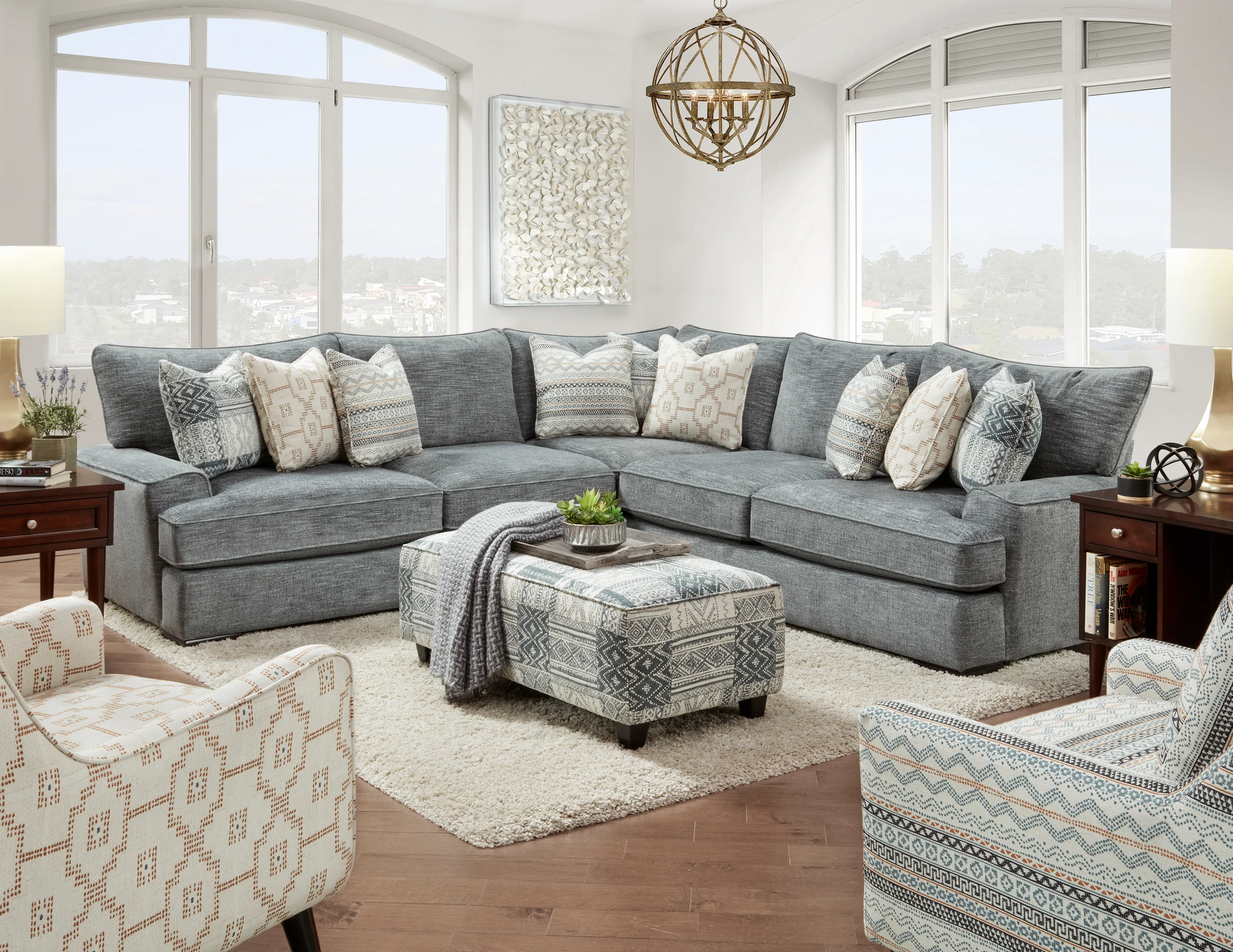 Handwoven Slate Riverdale 3 Piece Sectional