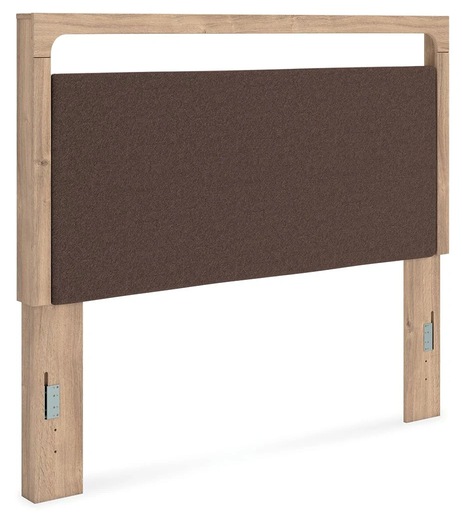 Hollymount - Queen Upholstered Panel Headboard - Tan / Brown