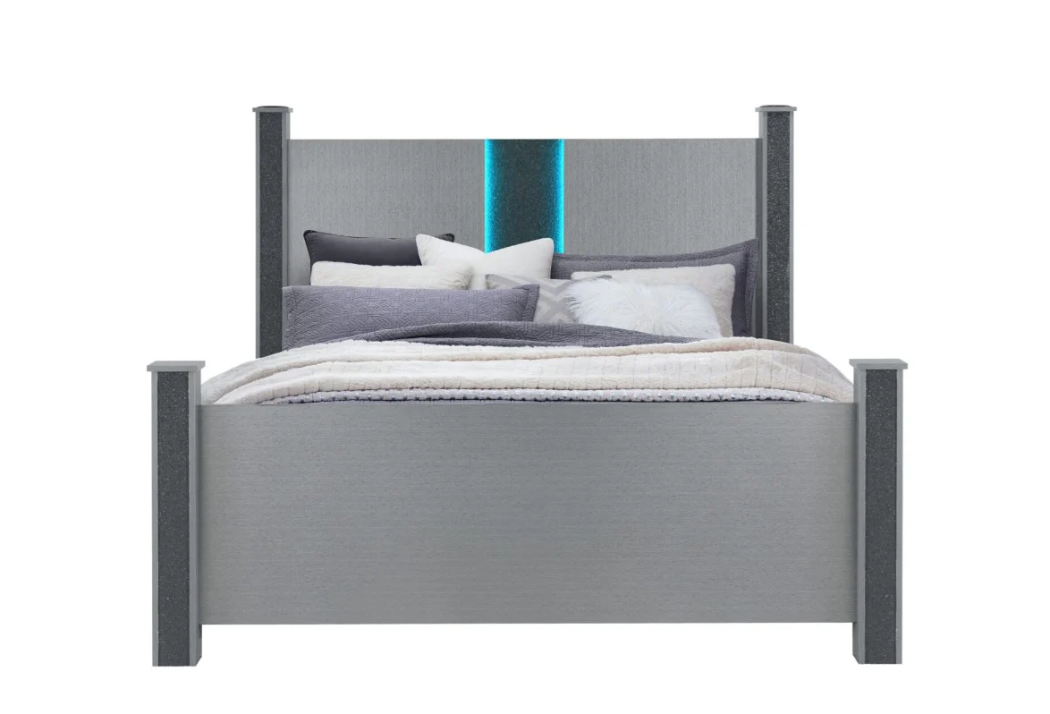 Logan Queen LED Bed with Dresser Mirror and Nightstand - Image 2