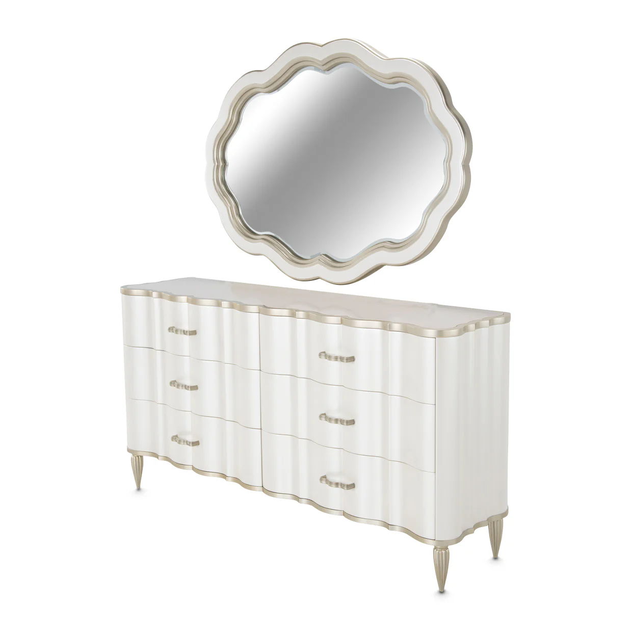 London Place Creamy Pearl Dresser and Wall Mirror - Image 2