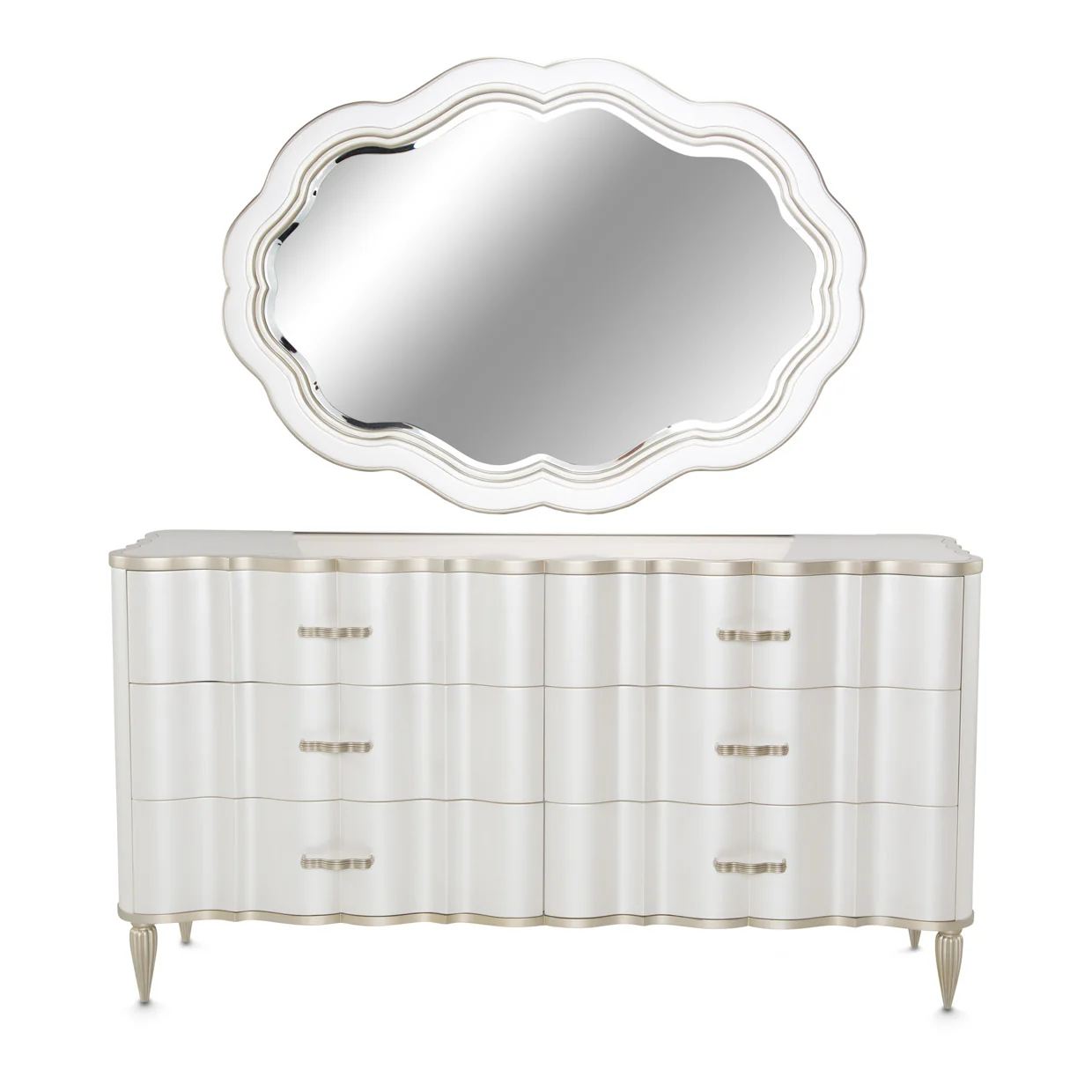 London Place Creamy Pearl Dresser and Wall Mirror - Image 3