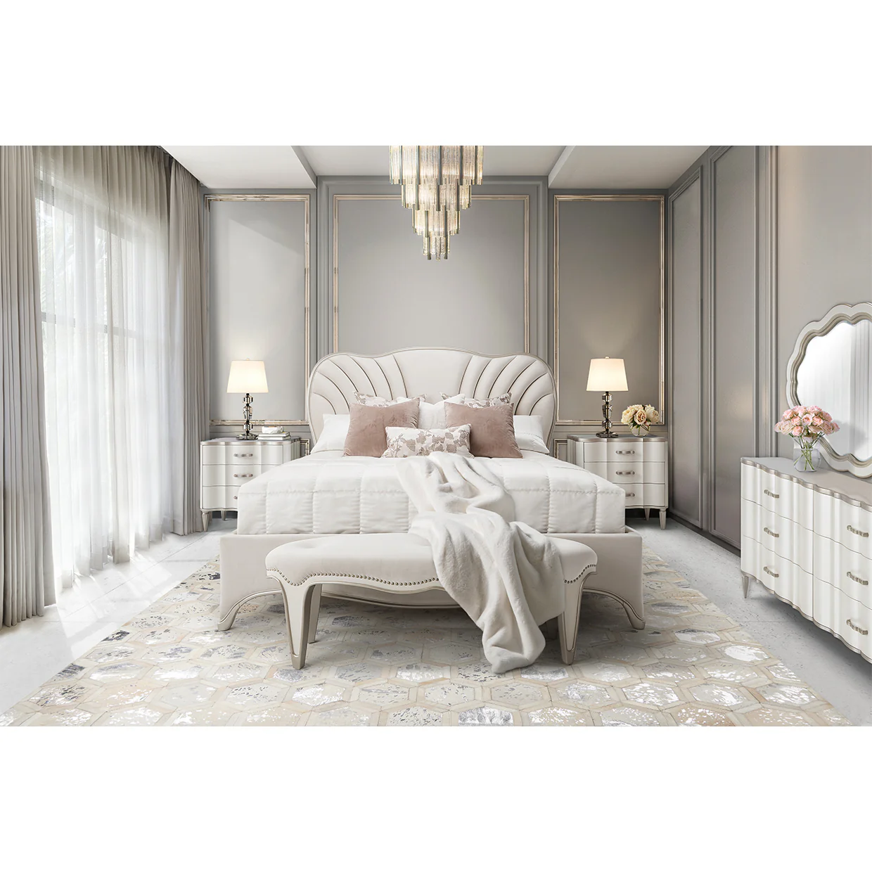 London Place Creamy Pearl King Upholstered Bed - Image 10
