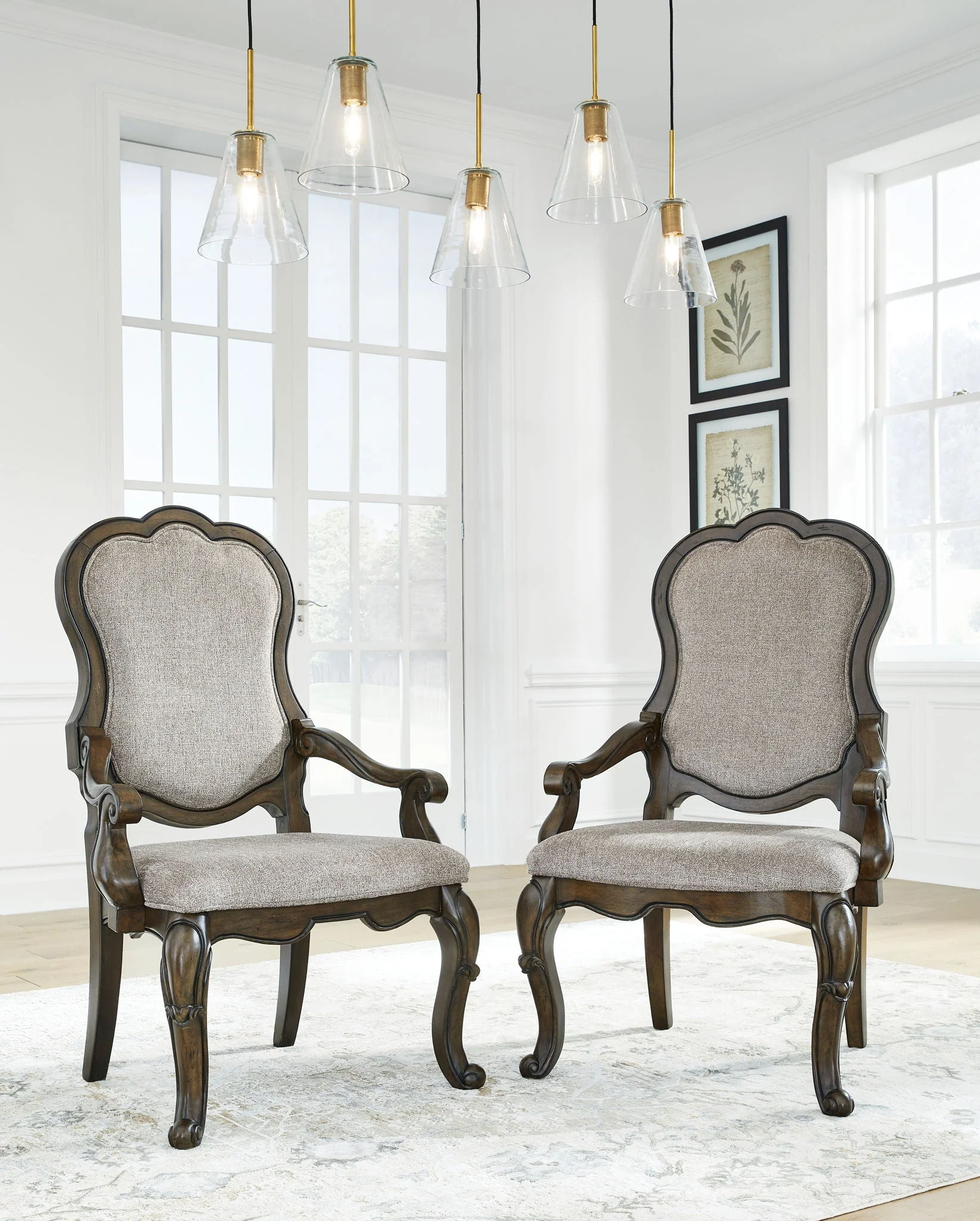 Maylee - Dining Upholstered Arm Chair - Dark Brown