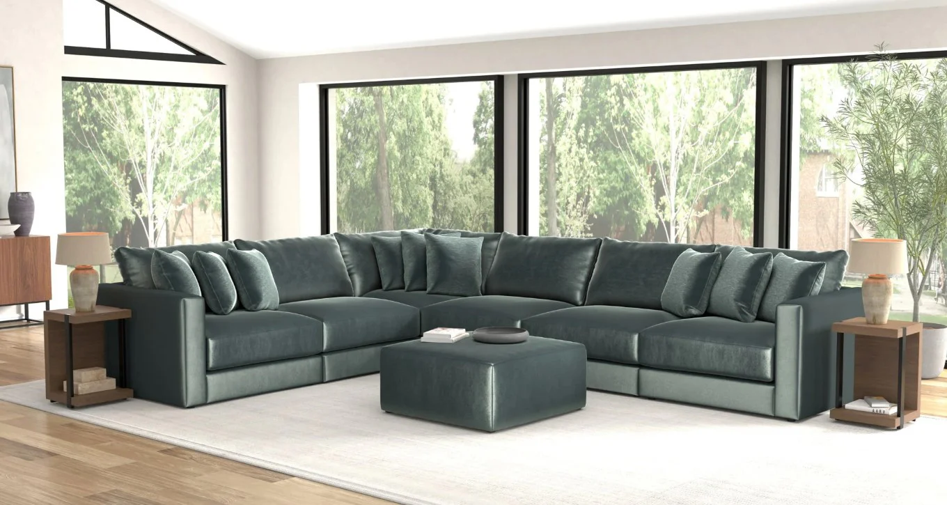 Remington Pine 6 Piece Sectional + Ottoman
