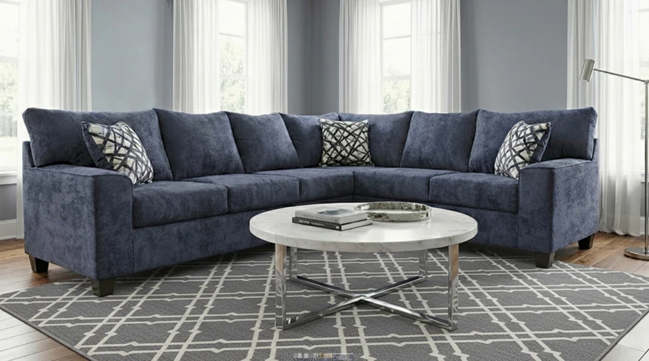 The Easton Mercury Dark Navy 2 Piece Sectional