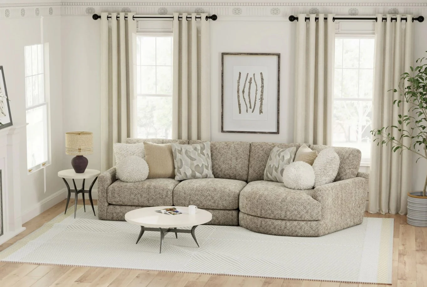 Turner Mushroom 2 Piece Right Side Facing Cuddler Sectional