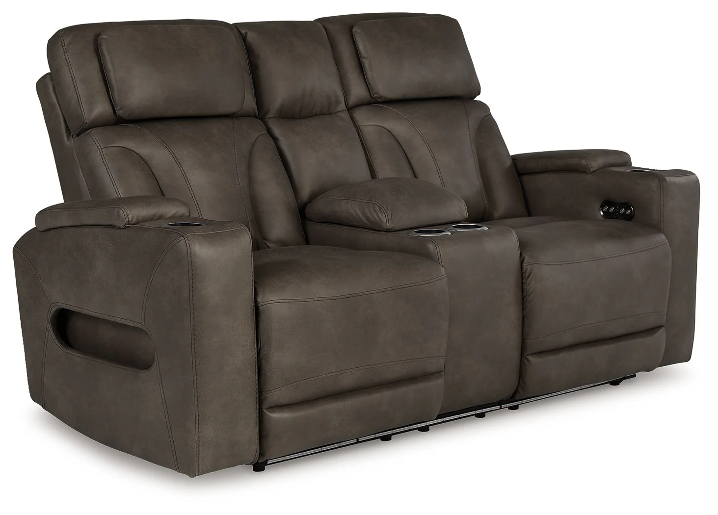 Warrior Peak - Power Reclining Loveseat With Console / Adj Hdrst - Umber